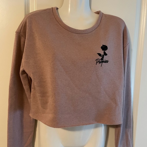 Topshop Promise Cropped Sweatshirt Mauve US2 - Picture 4 of 7